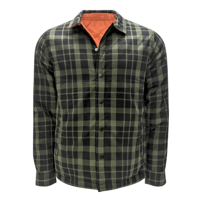 Veste en flanelle réversible pour hommes avec fermeture par boutons-pression